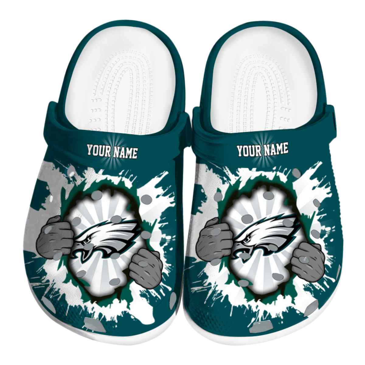 Philadelphia Eagles Gothic Skull 2025 Crocs, Philadelphia Eagles Gothic Crocs Clogs
