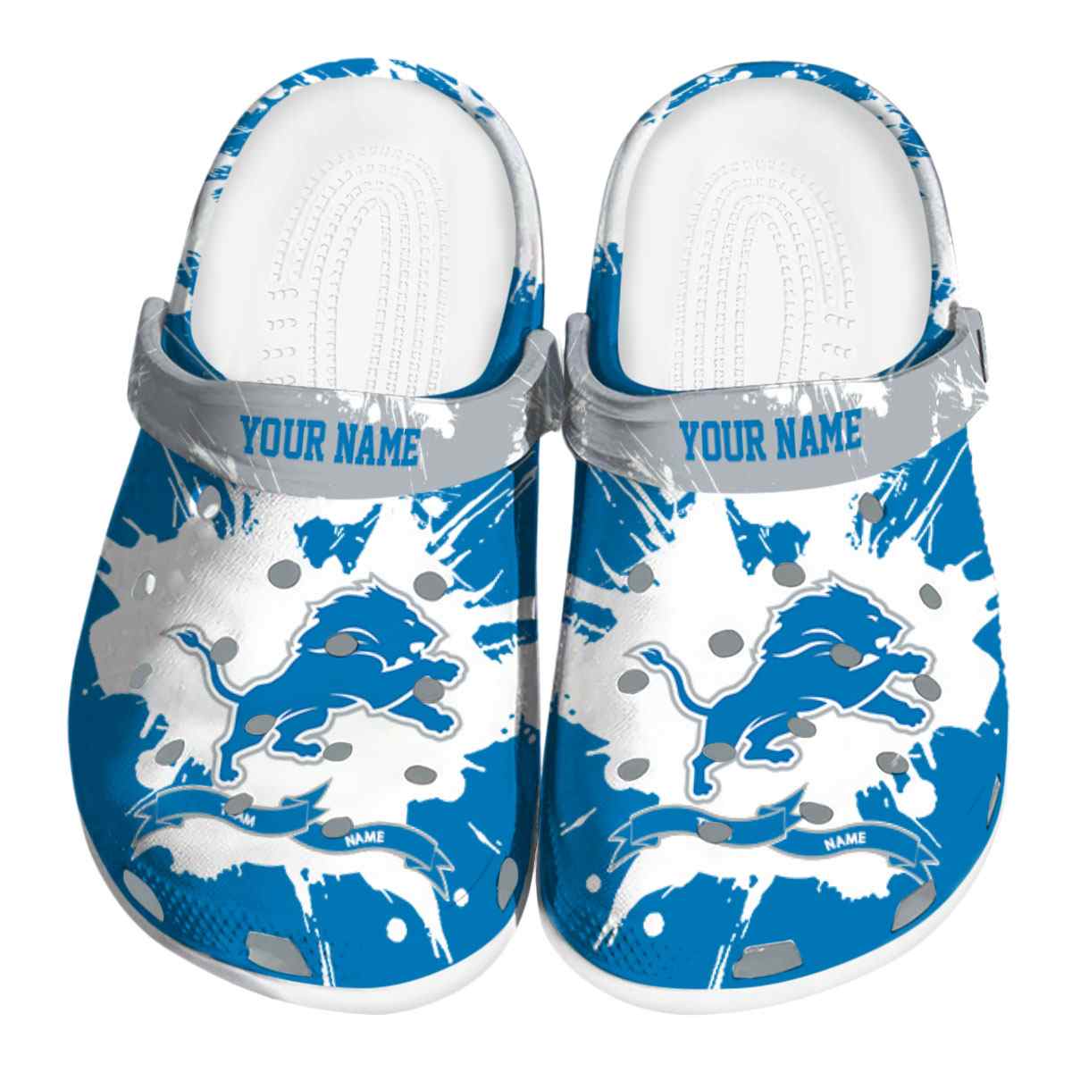 Detroit Lions Helmet Stripes 2025 Crocs, Detroit Lions Helmet Crocs Clogs