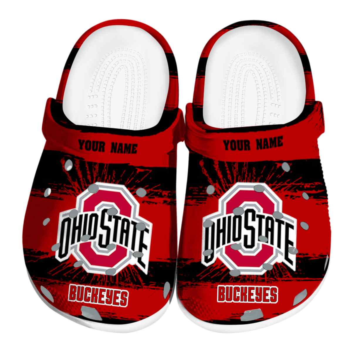 Ohio State Buckeyes Paint Splatter Graphics, Ohio State Buckeyes Crocs Clogs