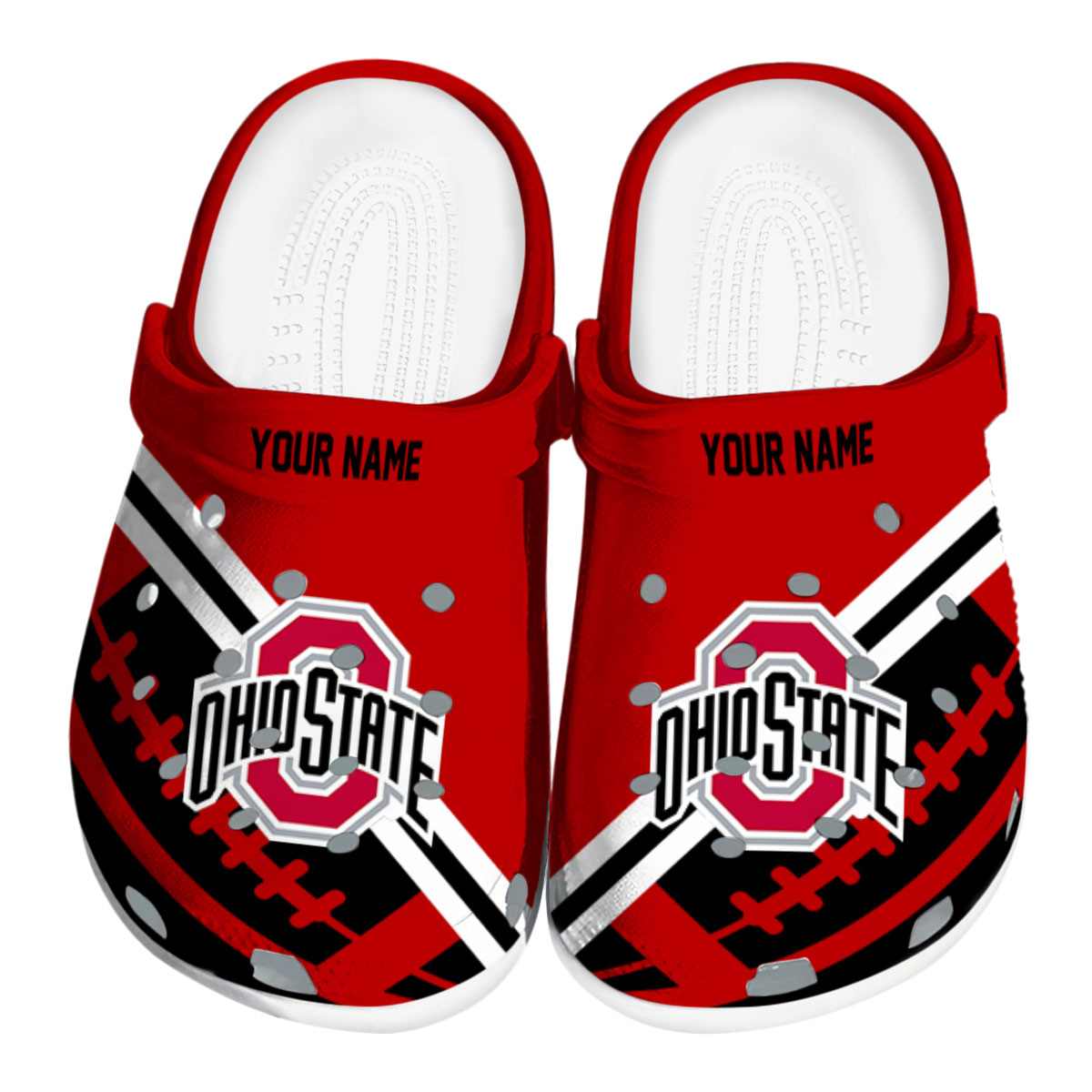 Ohio State Buckeyes Football Motif, Ohio State Buckeyes Crocs Clogs