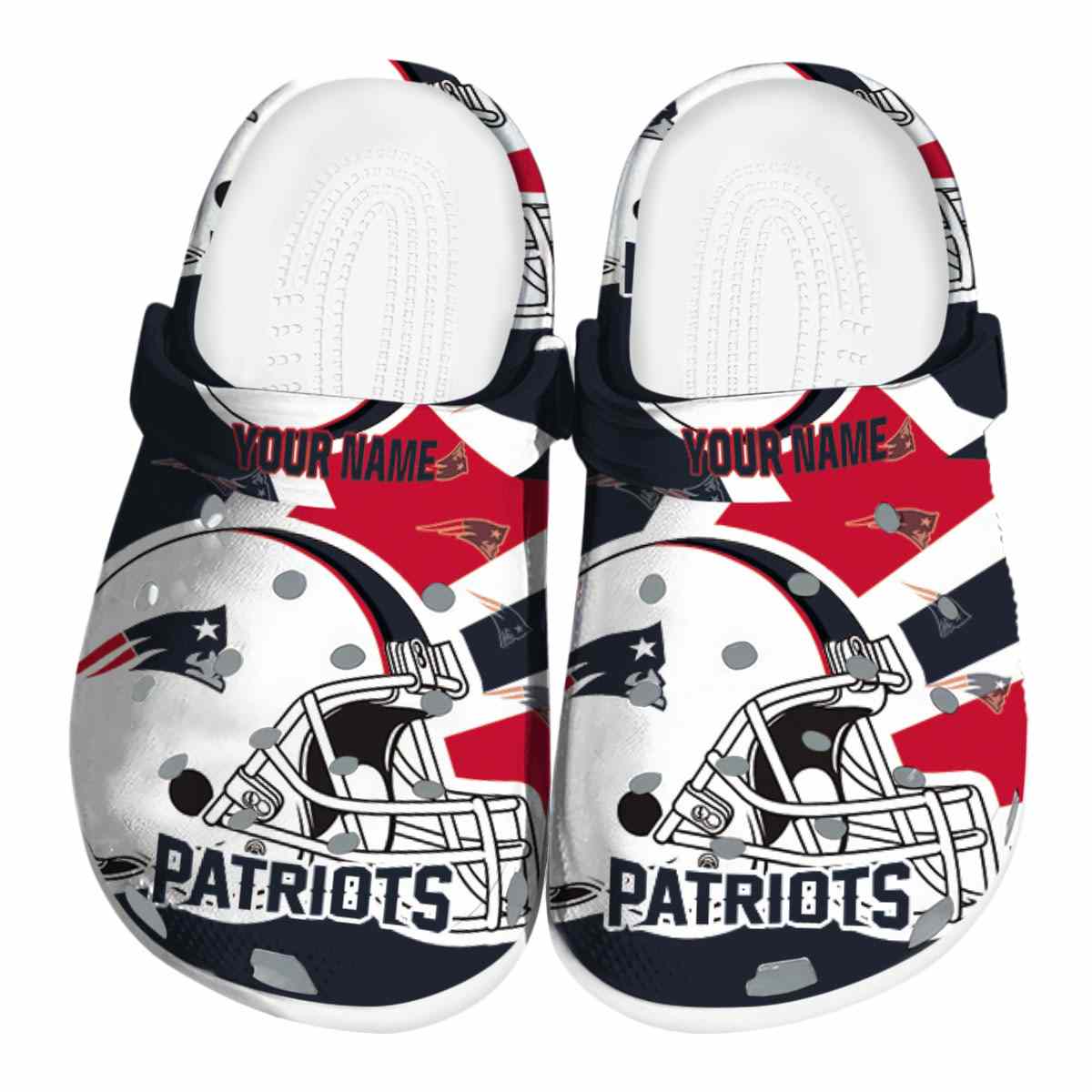 New England Patriots Splash Motif 2025 Crocs, New England Patriots Crocs Clogs