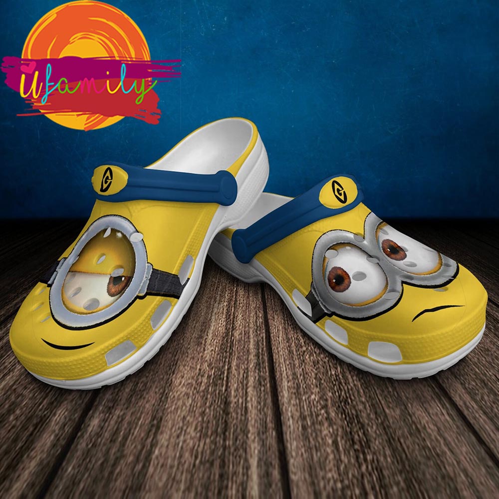 Minions Full Print Logo Yellow Blue Graphic Cartoon Crocs, Minions Full Print Clogs