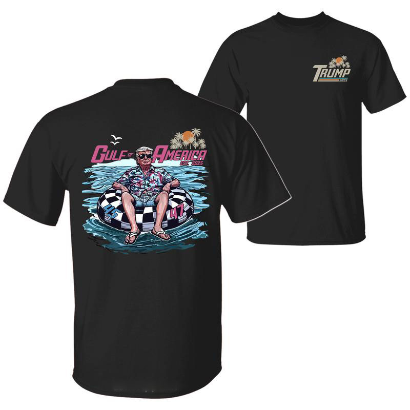 Gulf Of America 2025 Shirt President Trump Gulf Coasshirt Texas Mississippi Florida Beach 2 Sided Crewneck Unisex Cotton Shirt For Men For Women