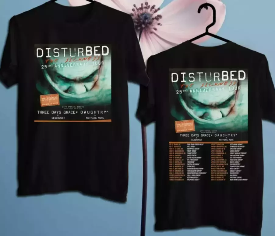 Disturbed The Sickness 25Th Anniv North American Tour 2025 Shirt