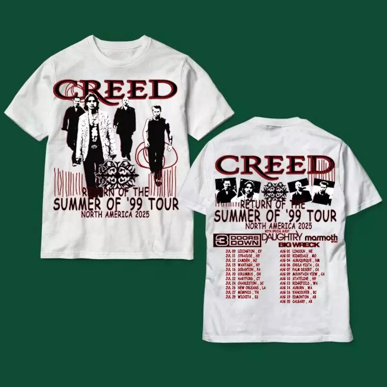 Creed Shirt, Creed Band 2025 Tour Summer Of 99 Tour Shirt, Creed Band Fan Gift
