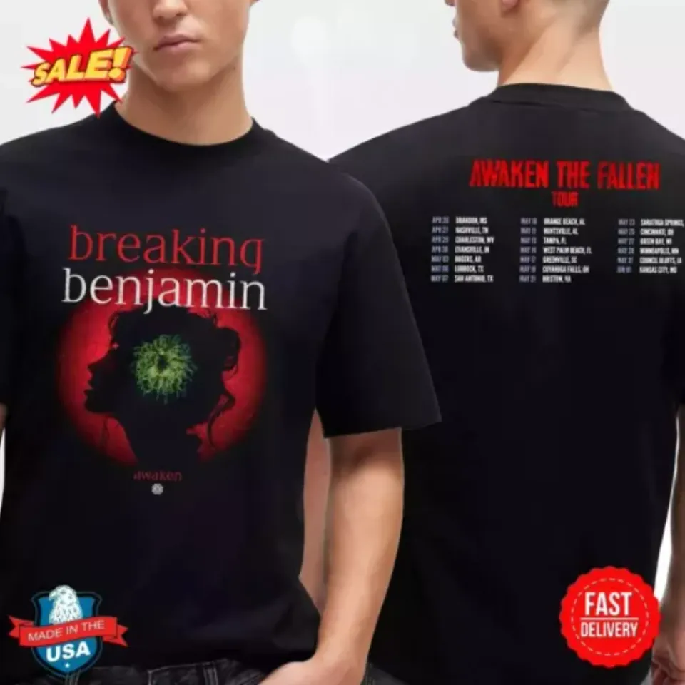 Breaking Benjamin Awaken The Fallen 2025 Tour Dates Two Sided Shirt