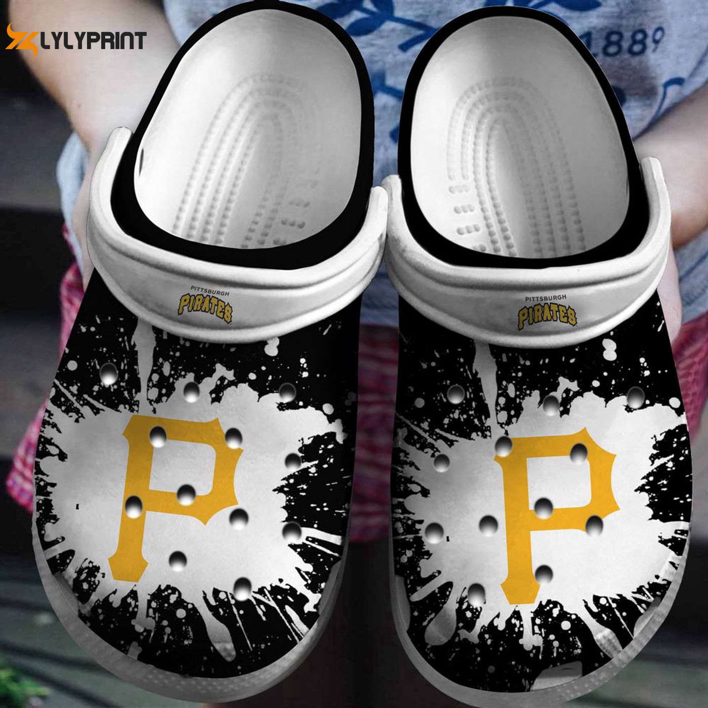 Pittsburgh Pirates Black-White MLB Team Crocs Clogs For Men Women and Kids