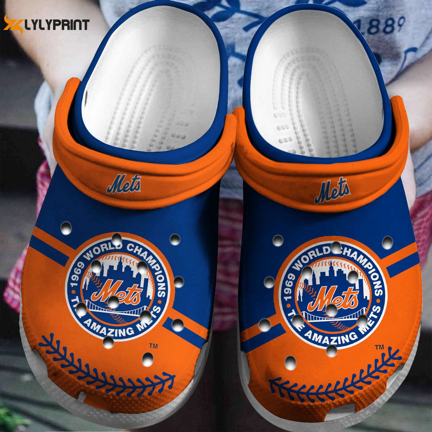 MLB Team New York Mets Orange-Blue for Mets Fans Crocs Clogs For Men Women and Kids
