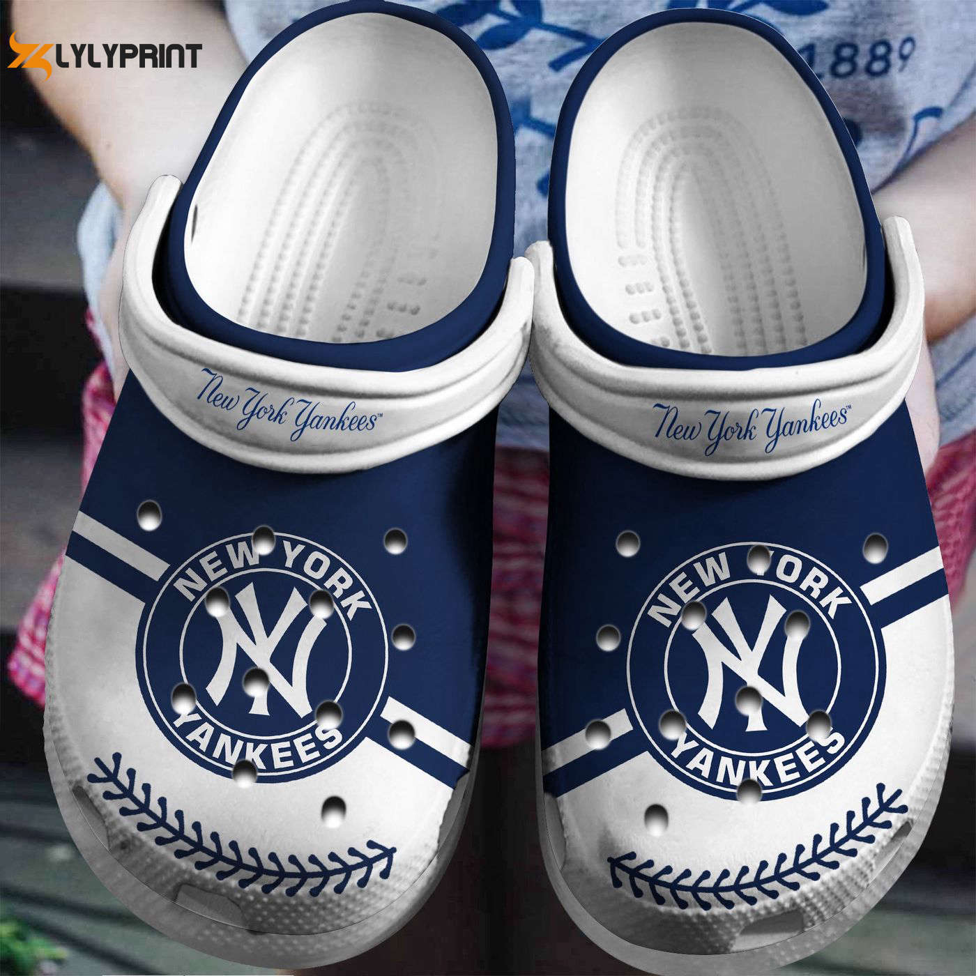 New York Yankees Navy-White Show Your MLB Team Pride, New York Yankees Crocs Clogs For Men Women and Kids