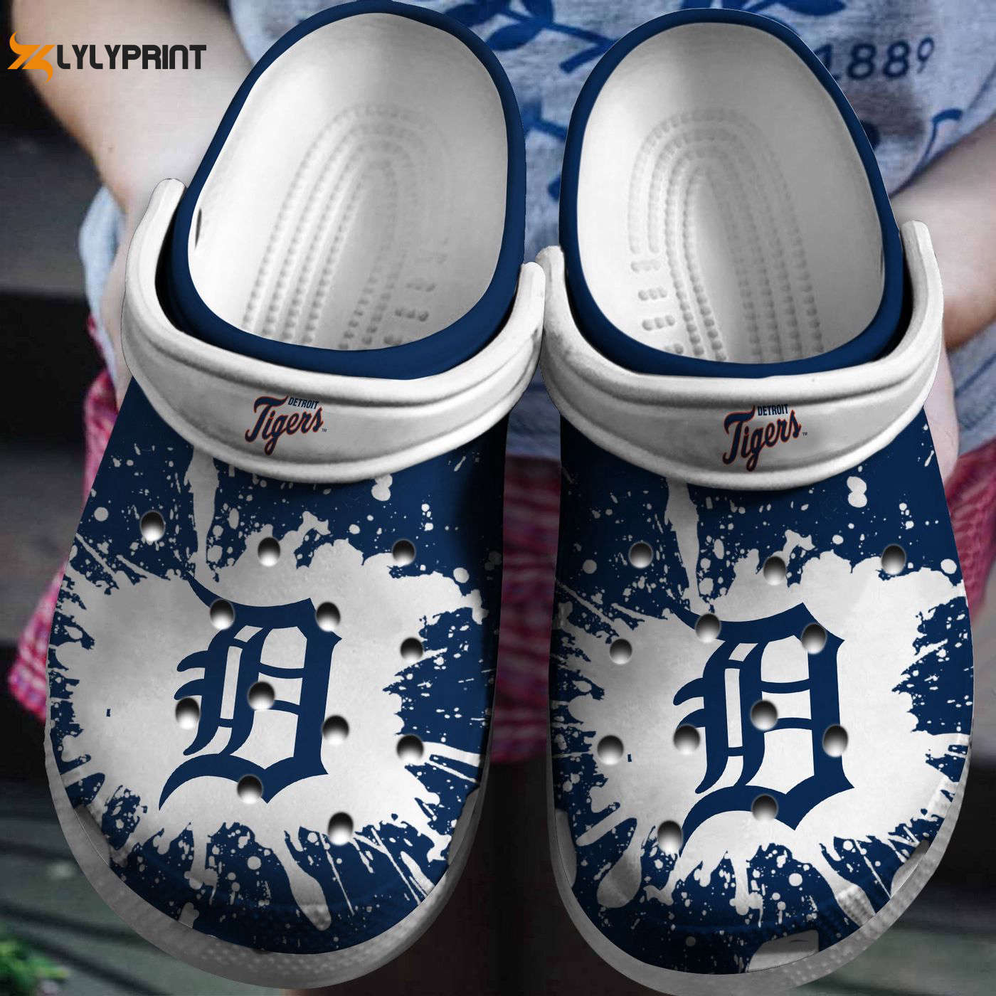 Detroit Tigers White-Navy Hot MLB Team Shoe Crocs Clogs For Men Women and Kids