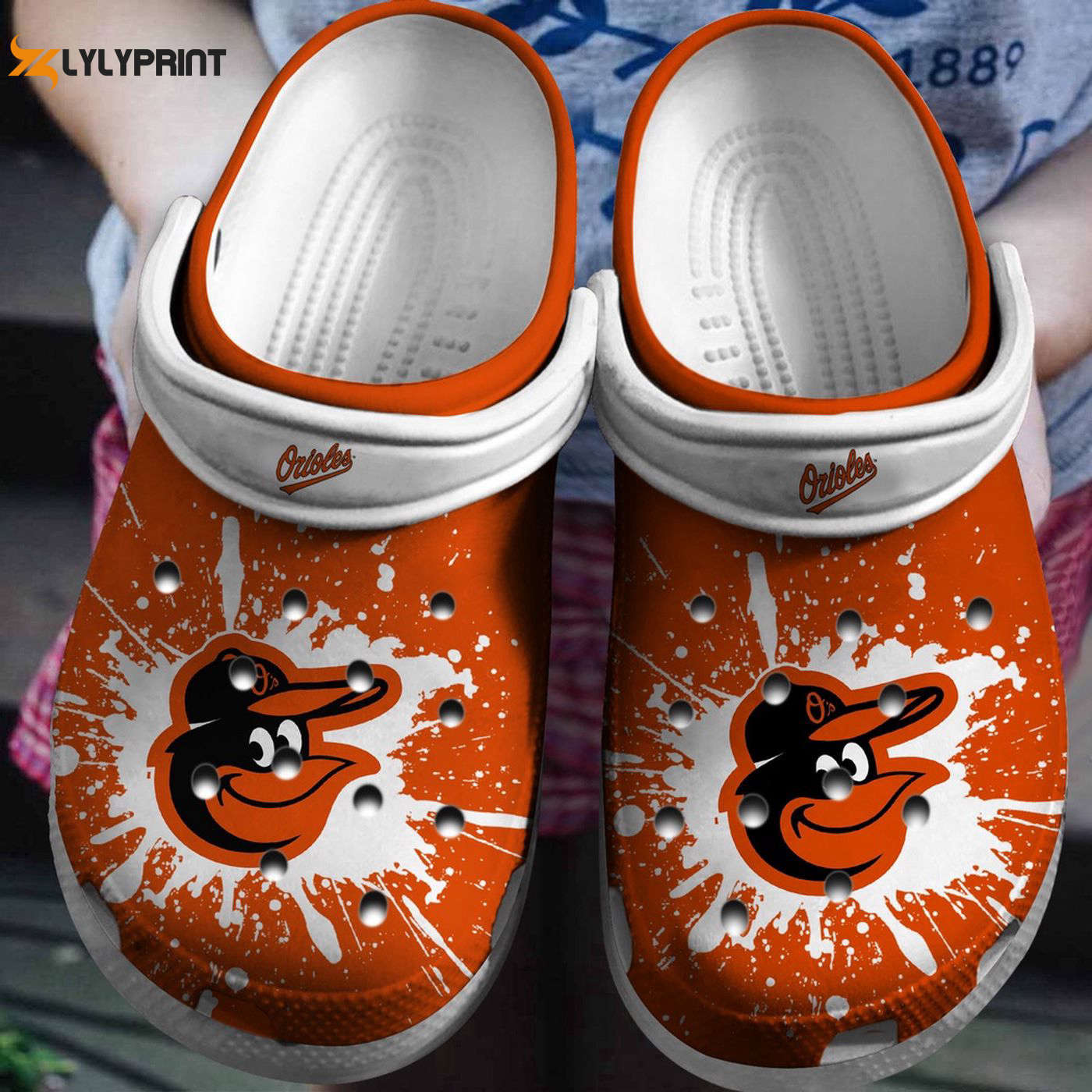 MLB Baltimore Orioles Orange-White Baseball Fan, Baltimore Orioles Crocs Clogs For Men Women and Kids