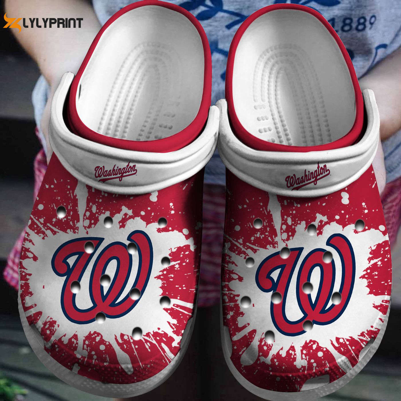 Washington Nationals Red White Hot MLB Team, Washington Nationals Red Crocs Clogs For Men Women and Kids