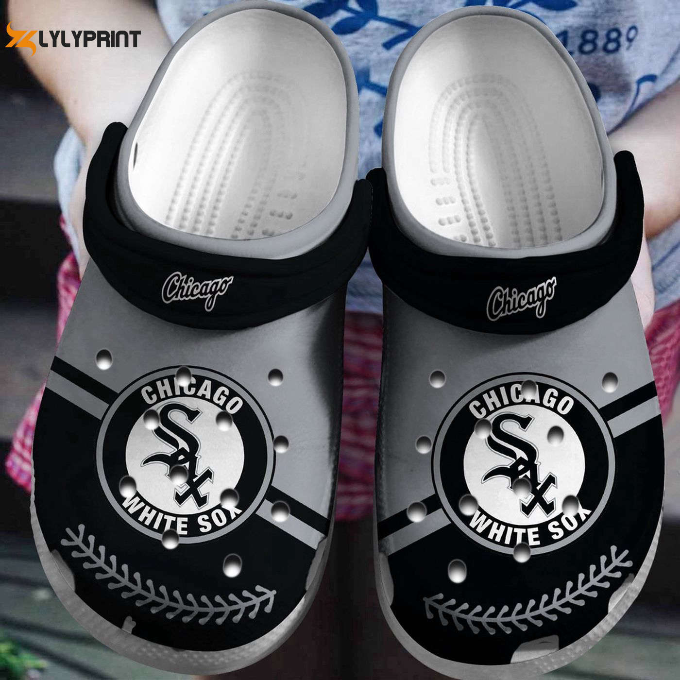 MLB Chicago White Sox Grey-Black for Baseball Fans Crocs Clogs For Men Women and Kids