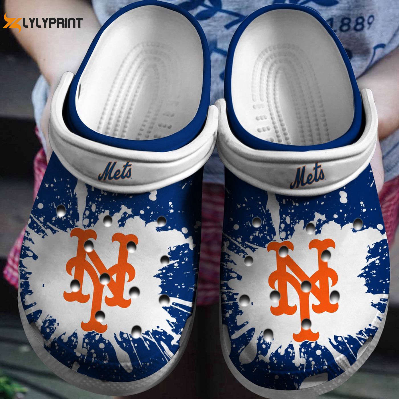 MLB New York Mets White-Blue Baseball Fan, New York Crocs Clogs For Men Women and Kids