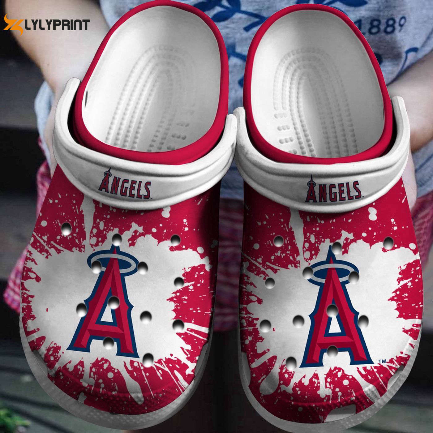 MLB Los Angeles Angels White Red Baseball Fan Crocs Clogs For Men Women and Kids