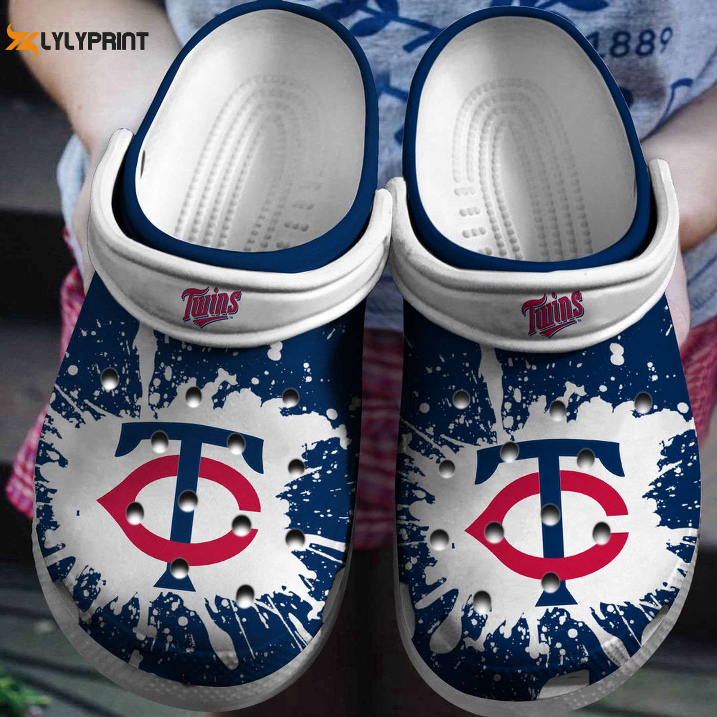 Minnesota Twins MLB Fan Baseball in White-Navy Crocs Clogs For Men Women and Kids