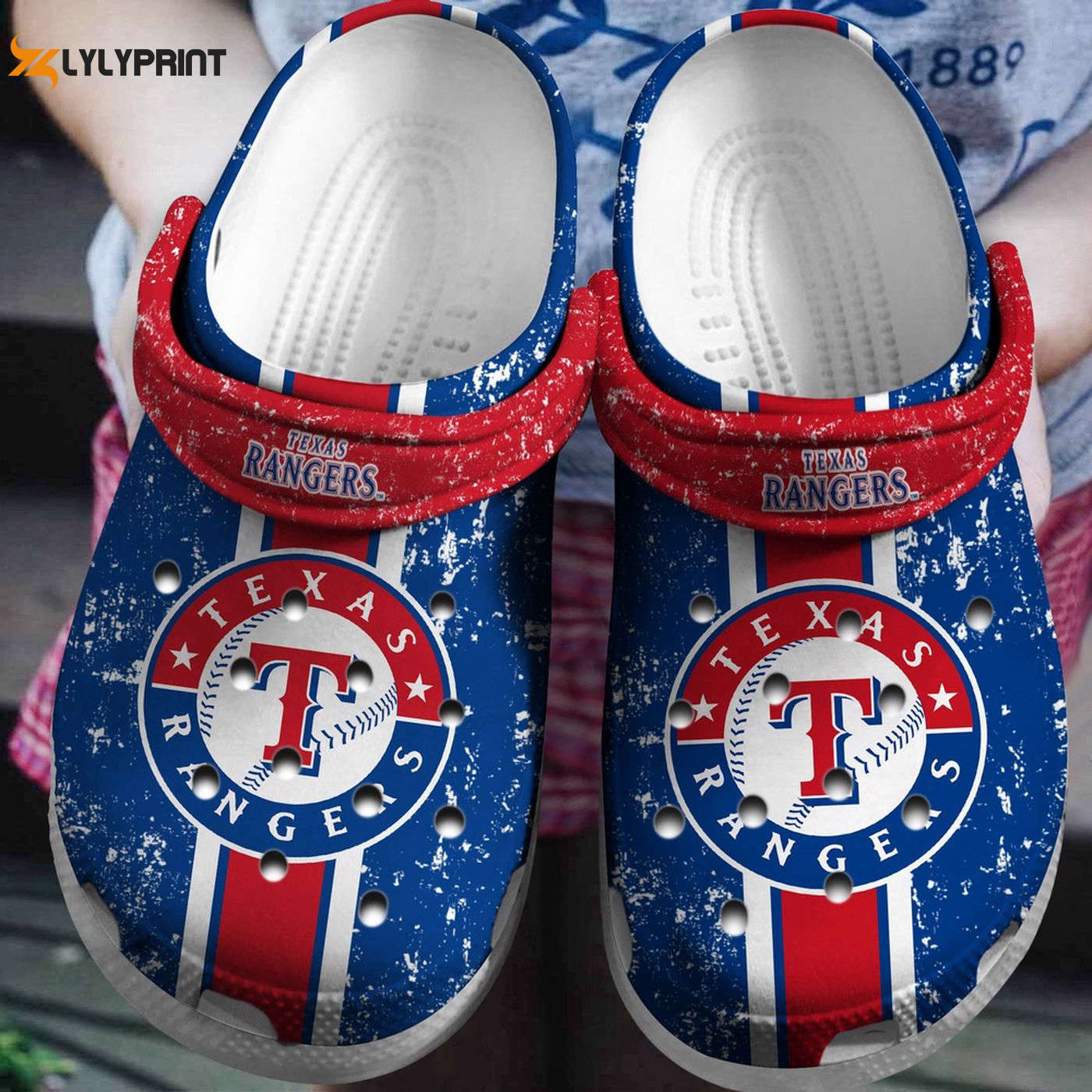 MLB Texas Rangers White Blue Baseball for Ultimate Fantyle Crocs Clogs For Men Women and Kids