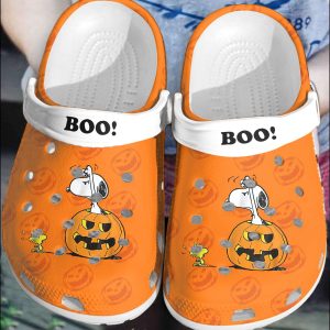 Halloween Snoopy Boo In The Pumpkin The Peanut Movie Crocband Crocs Clogs For Men Women and Kids
