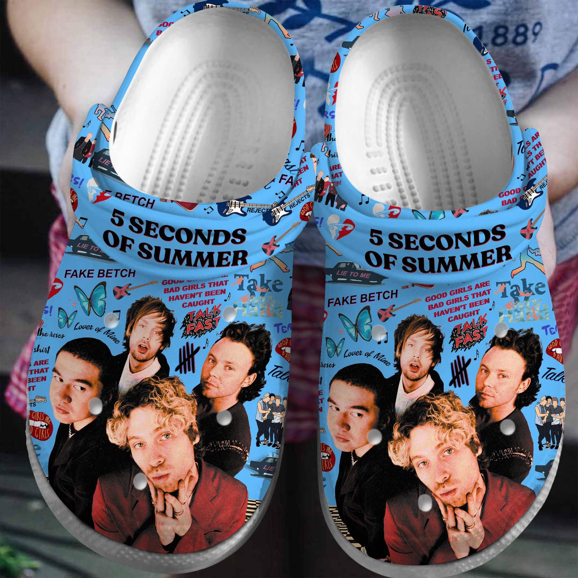 5 Seconds Of Summer Band Music Crocband, 5 Seconds Crocs Clogs For Men Women and Kids 40