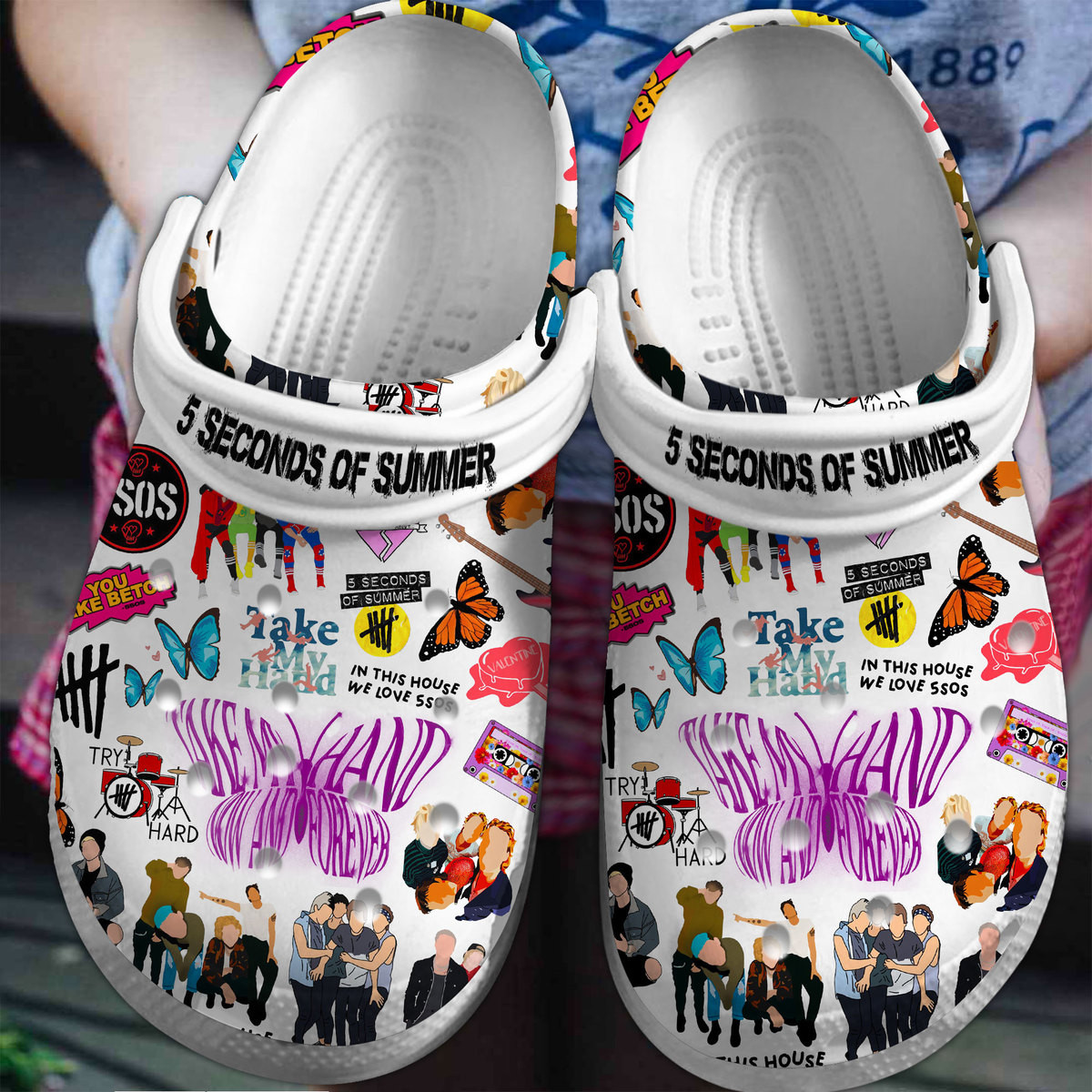 5 Seconds Of Summer Band Music Crocband, 5 Seconds Crocs Clogs For Men Women and Kids 18