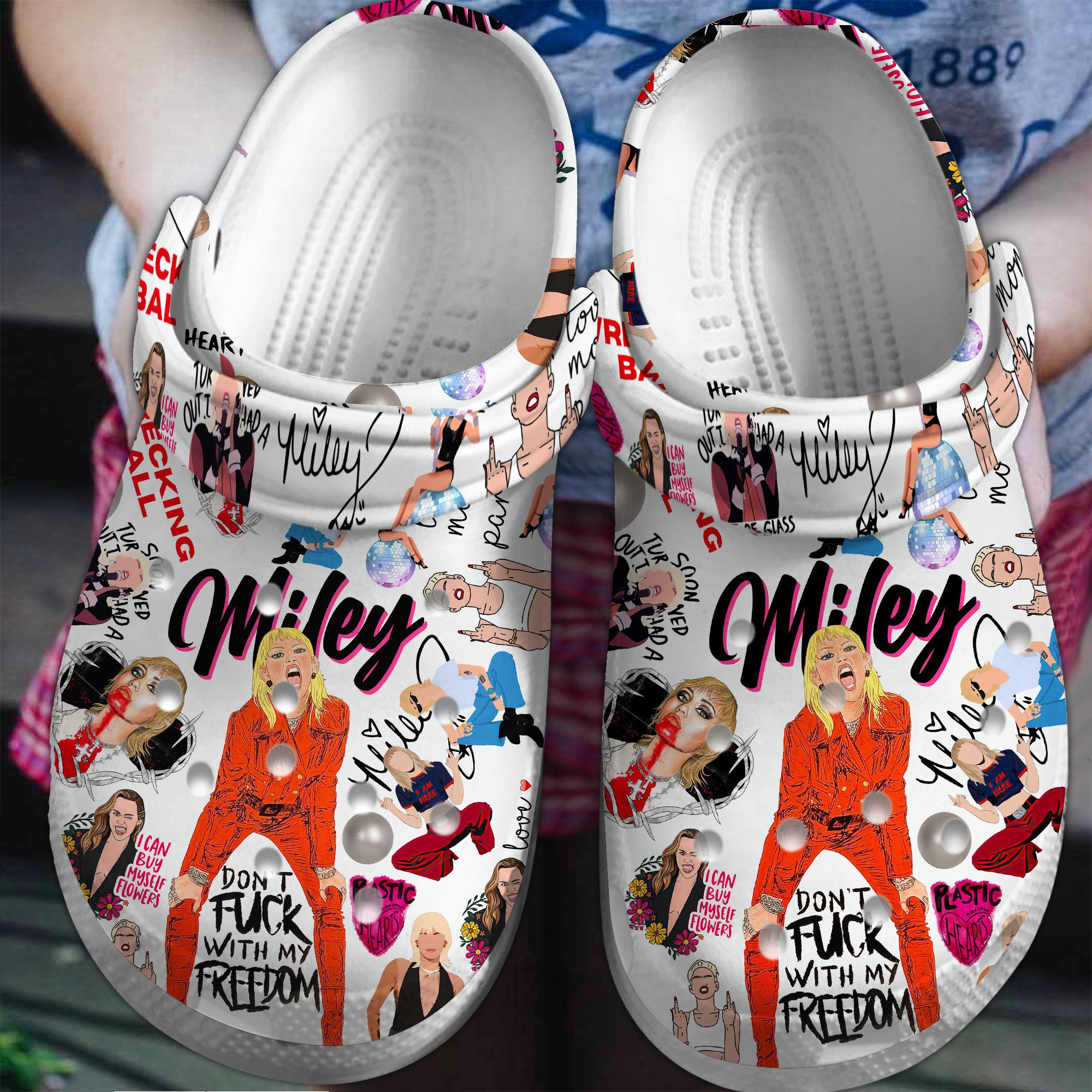 Stunning White Slippers Miley Cyrus Music, Stunning White Slippers Crocs Clogs For Men Women and Kids