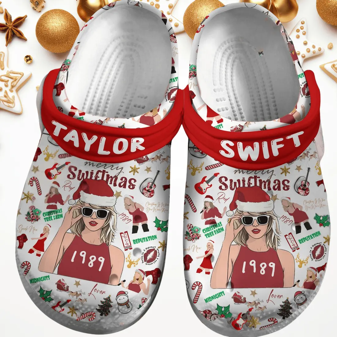 Merry Swiftmas Taylor Swift Christmas Crocs Clogs For Men Women and Kids