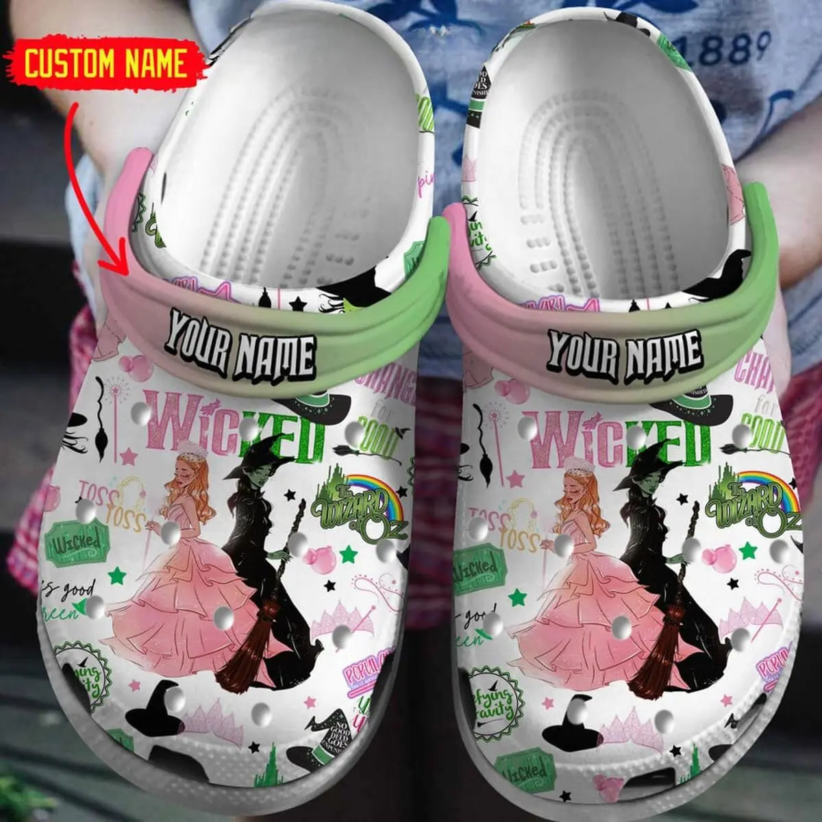Wicked Ft Ariana Grande Cynthia Movie Crocs Clogs For Men Women and Kids