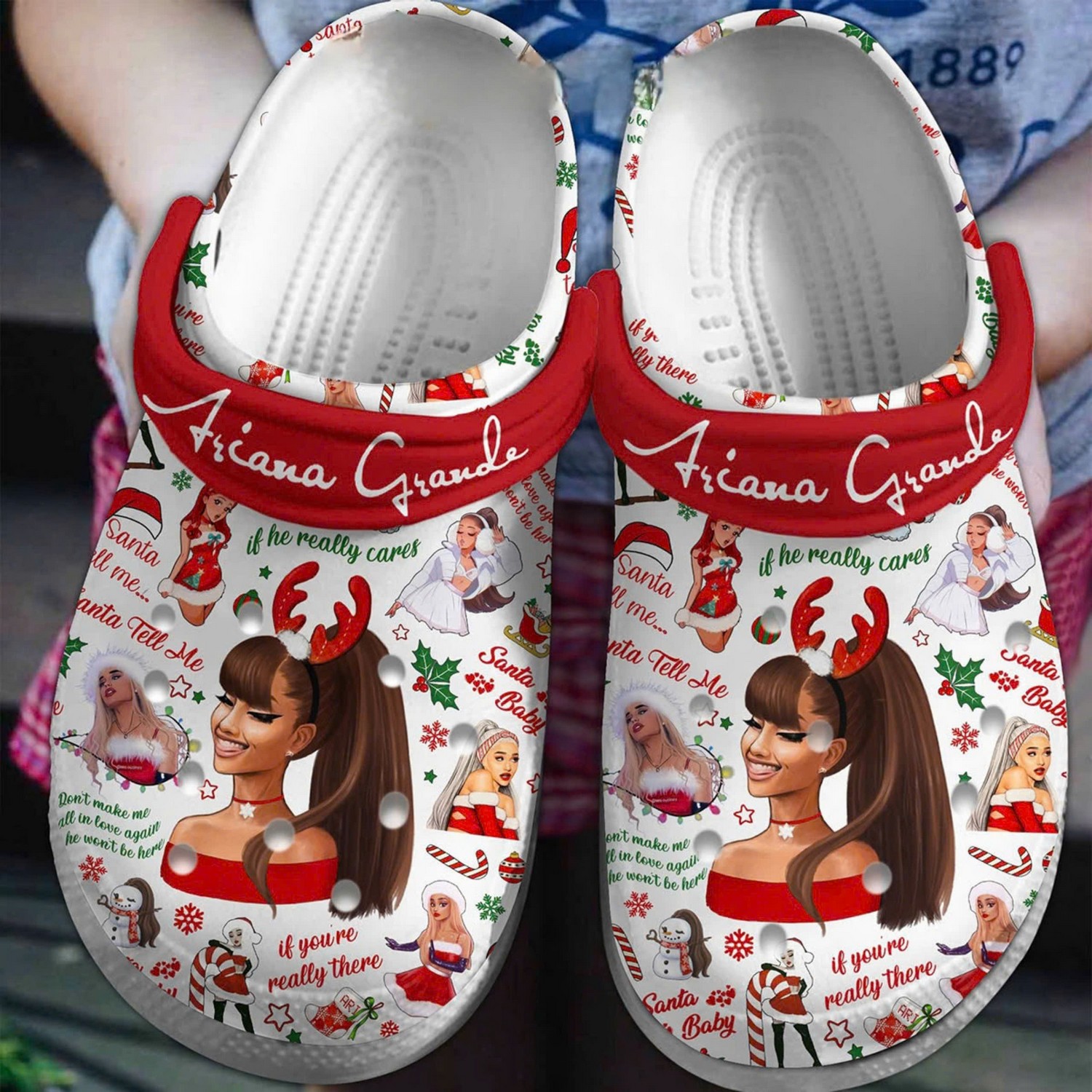 Ariana Grande Santa Tell Me Merry Christmas Crocs Clogs For Men Women and Kids