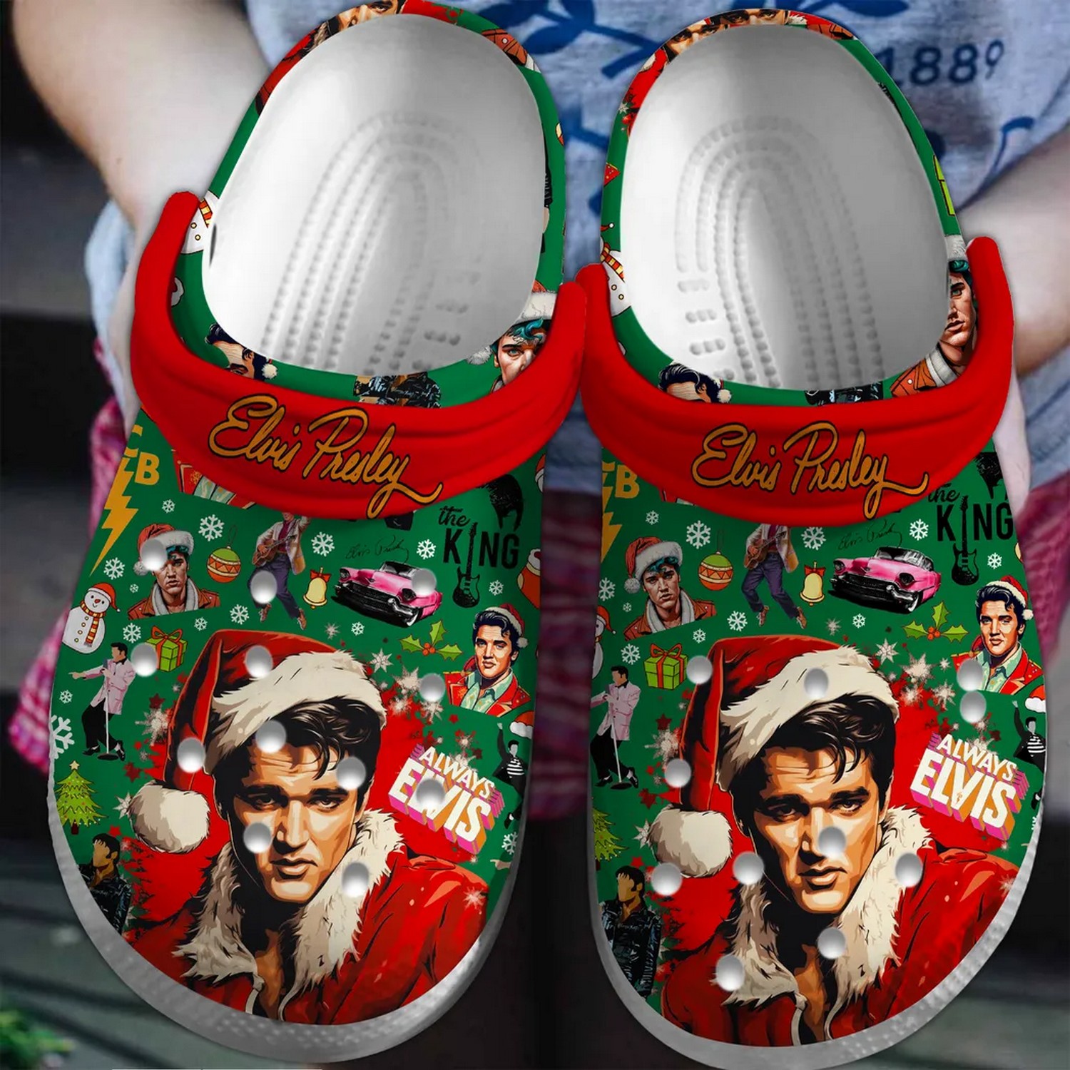 Always The King Elvis Presly Merry Christmas Crocs Clogs For Men Women and Kids