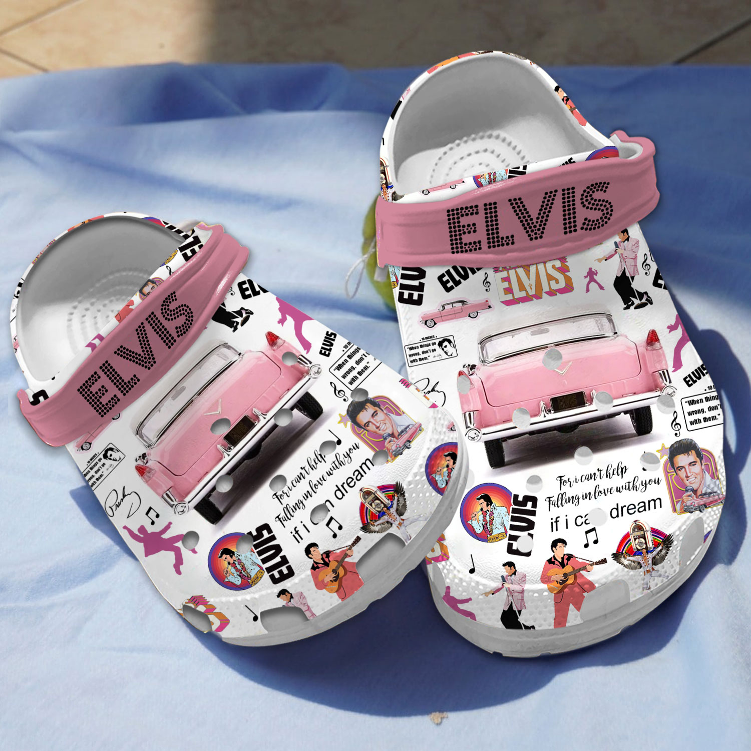 Elvis Presley Pink Car s, Elvis Presley Pink Crocs Clogs For Men Women and Kids