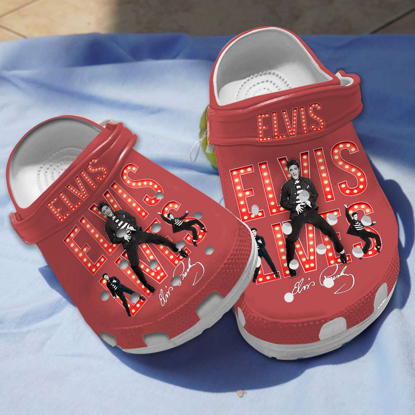 Unique Music Star Elvis Presley Red s Crocs Clogs For Men Women and Kids