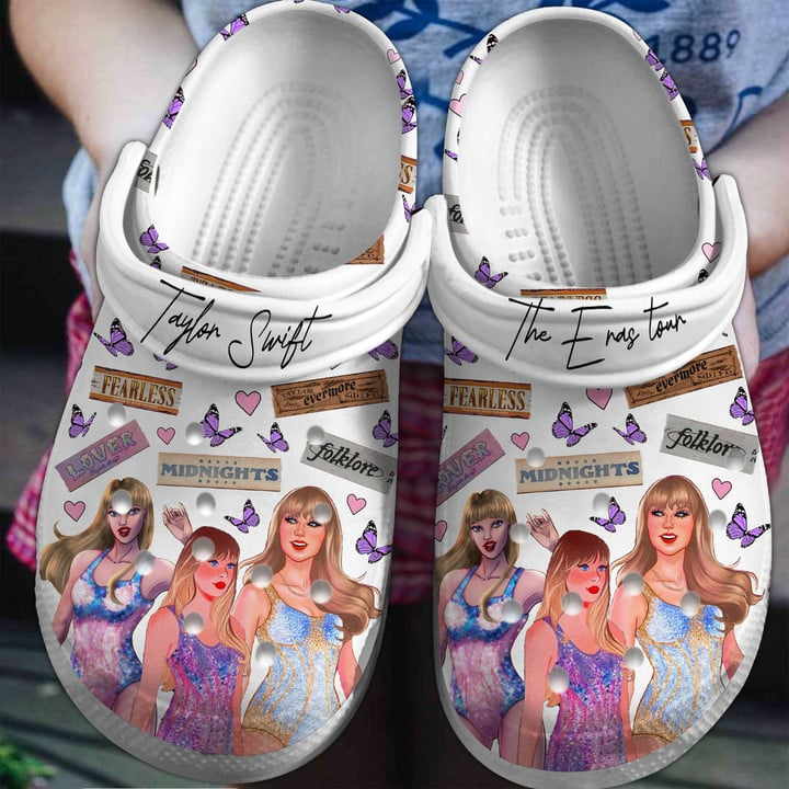 Singer Taylor Swift White, Singer Taylor Swift Crocs Clogs For Men Women and Kids