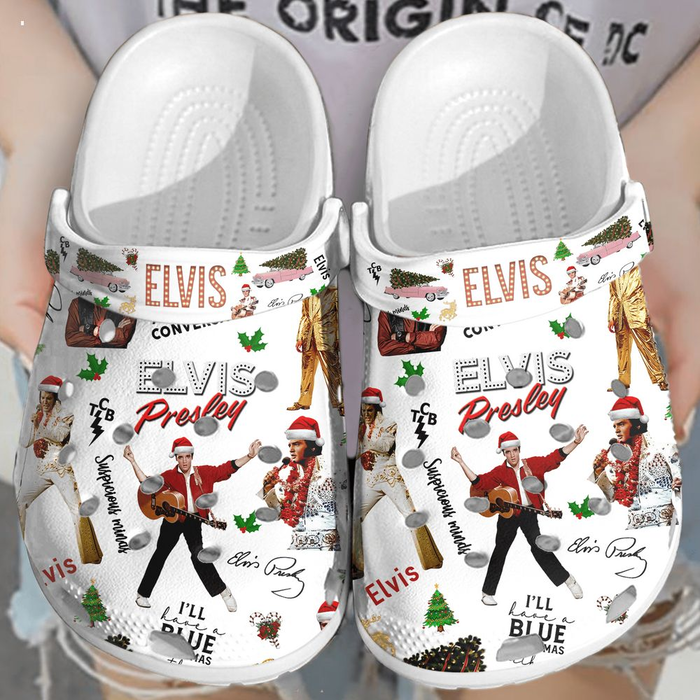 Merry Christmas Music Star Elvis Presley s Crocs Clogs For Men Women and Kids