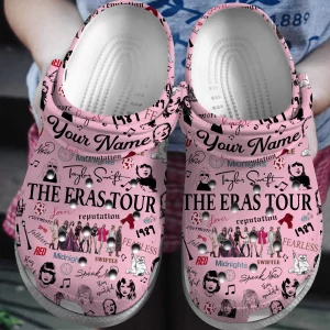 Taylor Swift The Eras Tour Pink Crocband Comfortable, Taylor Swift Crocs Clogs For Men Women and Kids