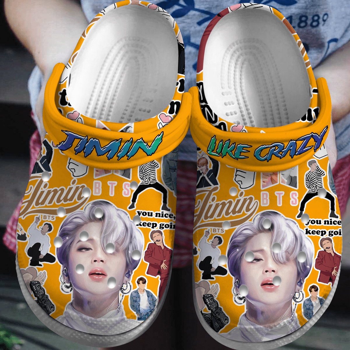 Jimin BTS Band Music Crocband (Orange) Crocs Clogs For Men Women and Kids