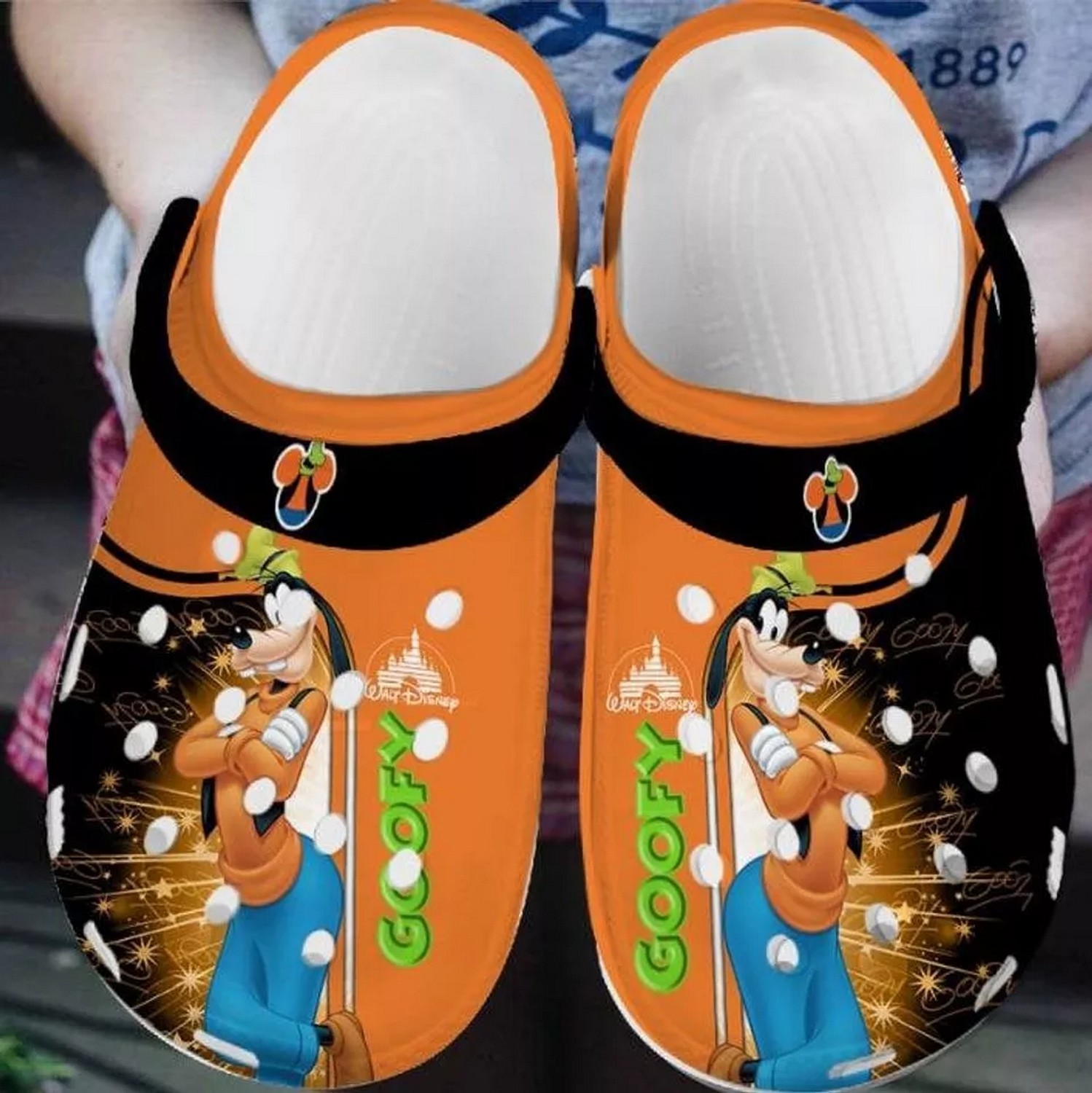 Goofy Happy Cartoon Orange, Goofy Happy Cartoon Crocs Clogs For Men Women and Kids