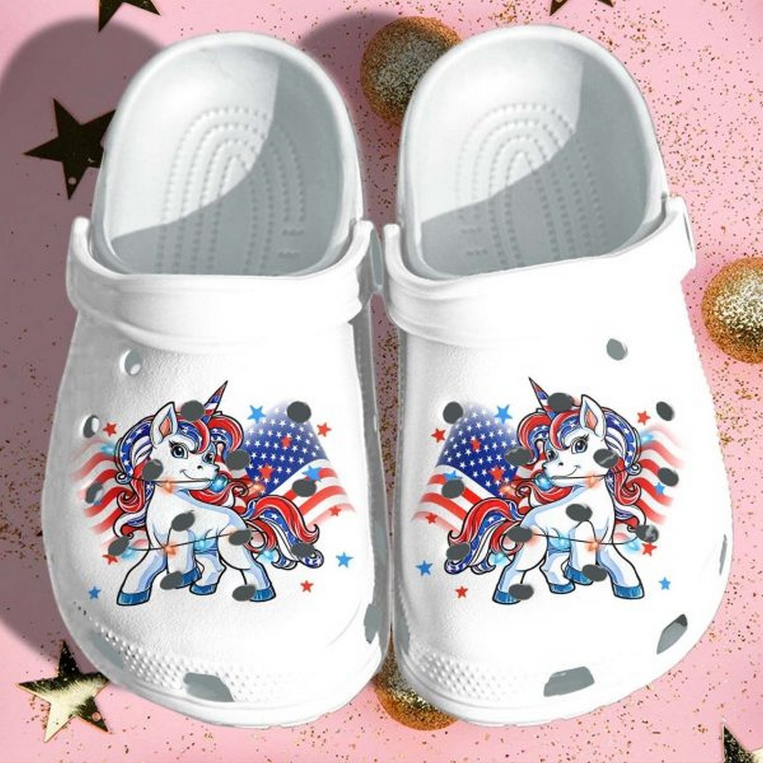 Cute Baby Girl Unicorn American 4th Of July White Fast Crocs Clogs For Men Women and Kids