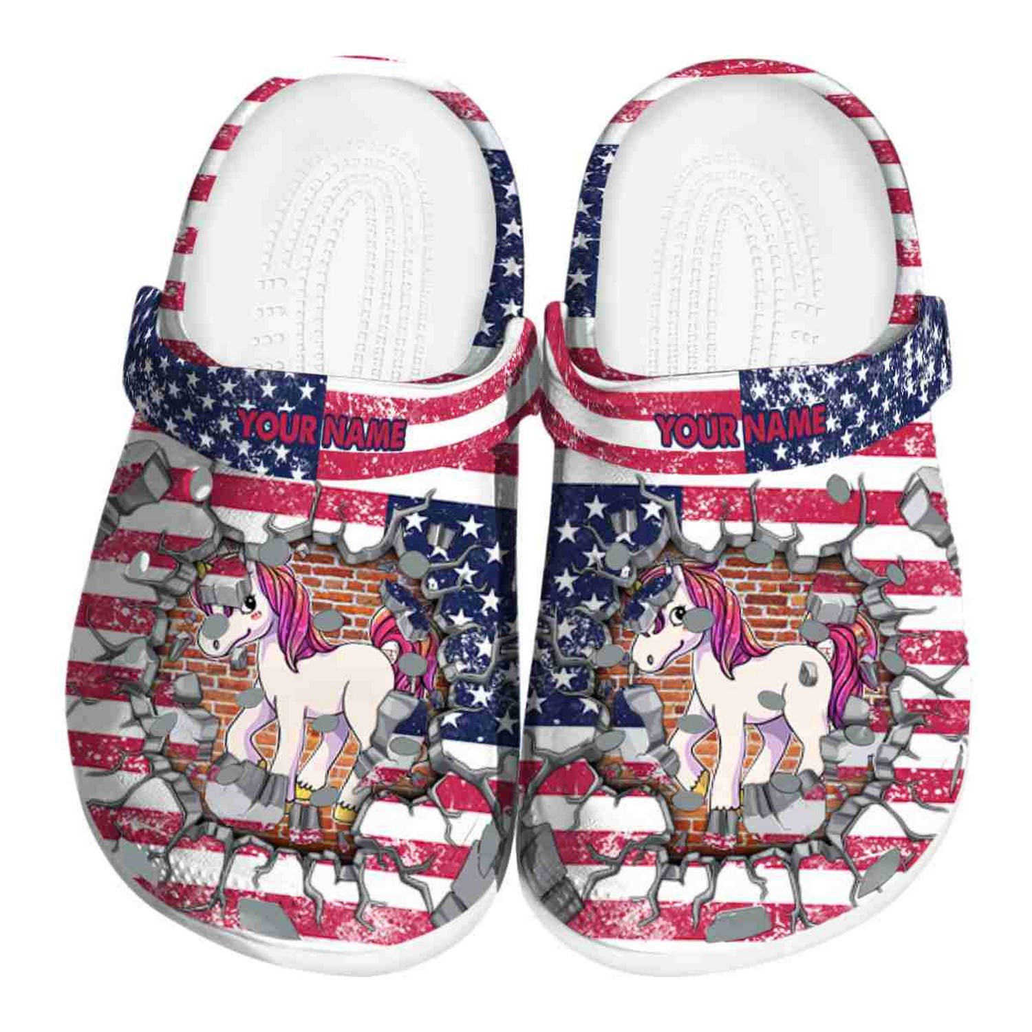 Custom Name Unicorn Freedom Splinter Fast Crocs Clogs For Men Women and Kids