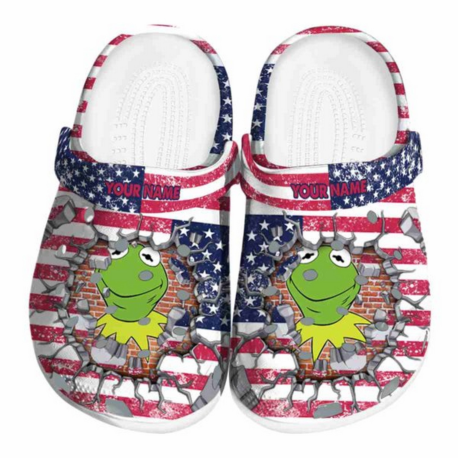 Custom Name Kermit The Frog Freedom Splinter Crocs Clogs For Men Women and Kids