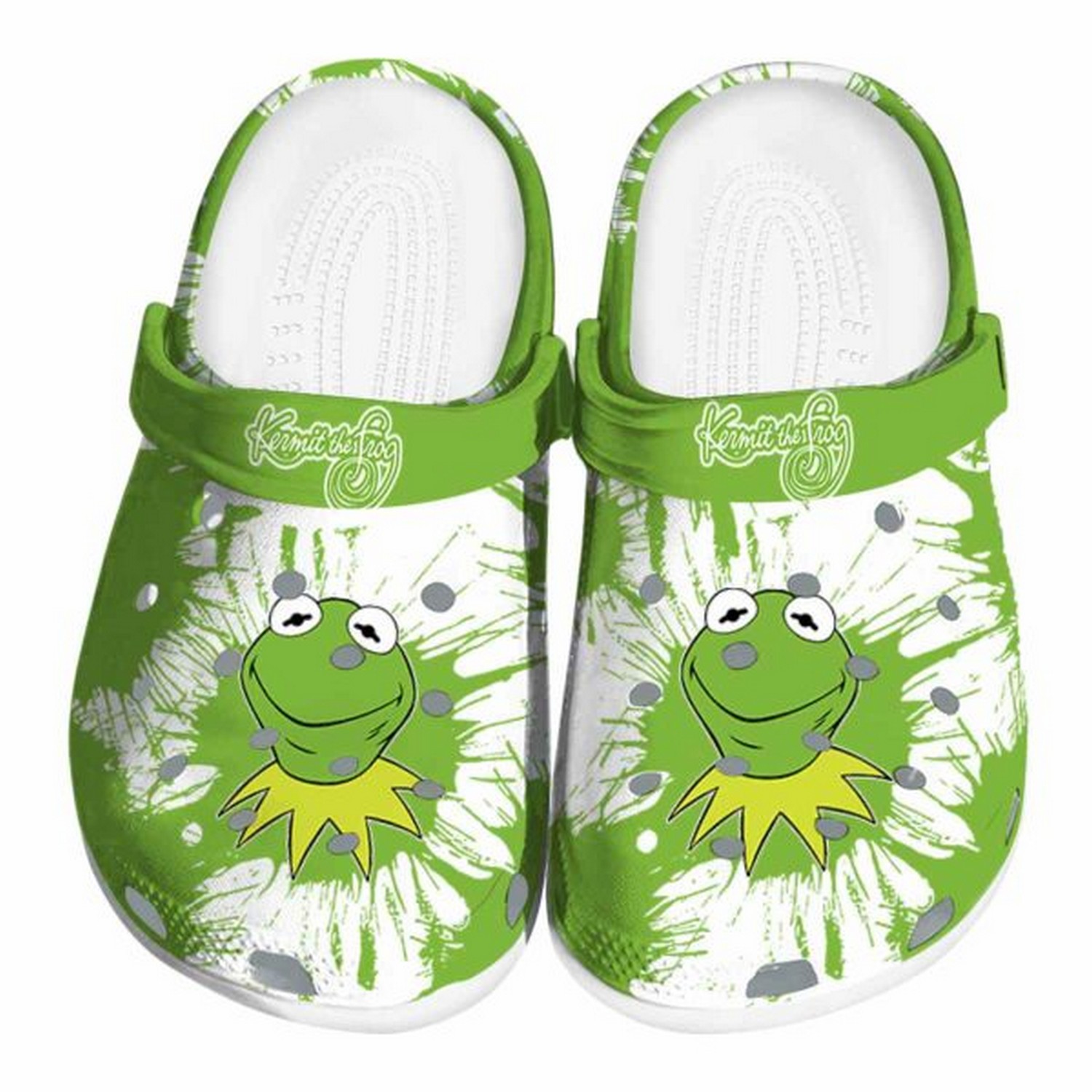 Kermit The Frog Splatter Graphics, Kermit The Frog Crocs Clogs For Men Women and Kids