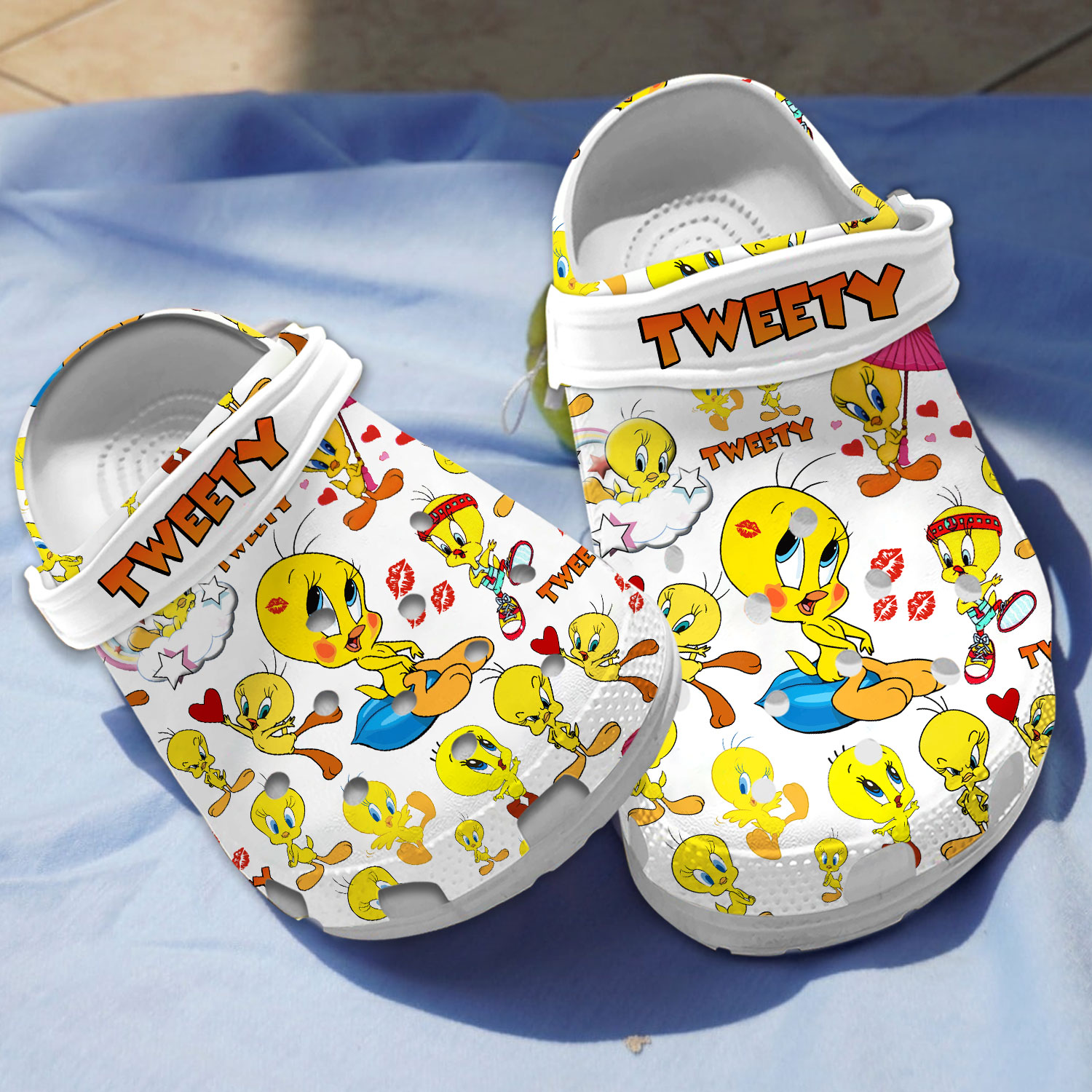 Adorable White Slippers Tweety Cartoon Crocs Clogs For Men Women and Kids