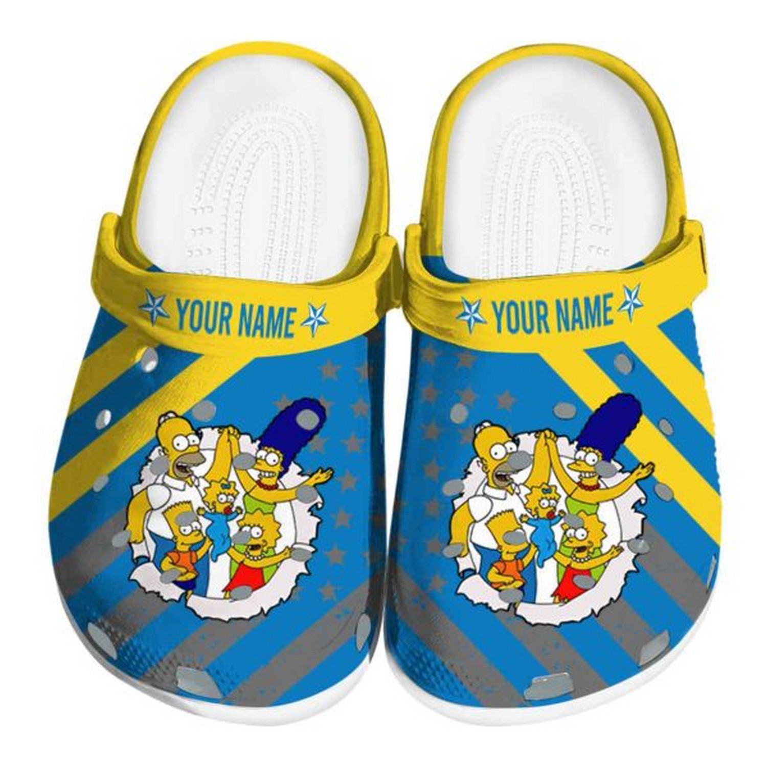 Custom Name Simpsons Star-spangled Graphic Fast, Custom Name Simpsons Crocs Clogs For Men Women and Kids