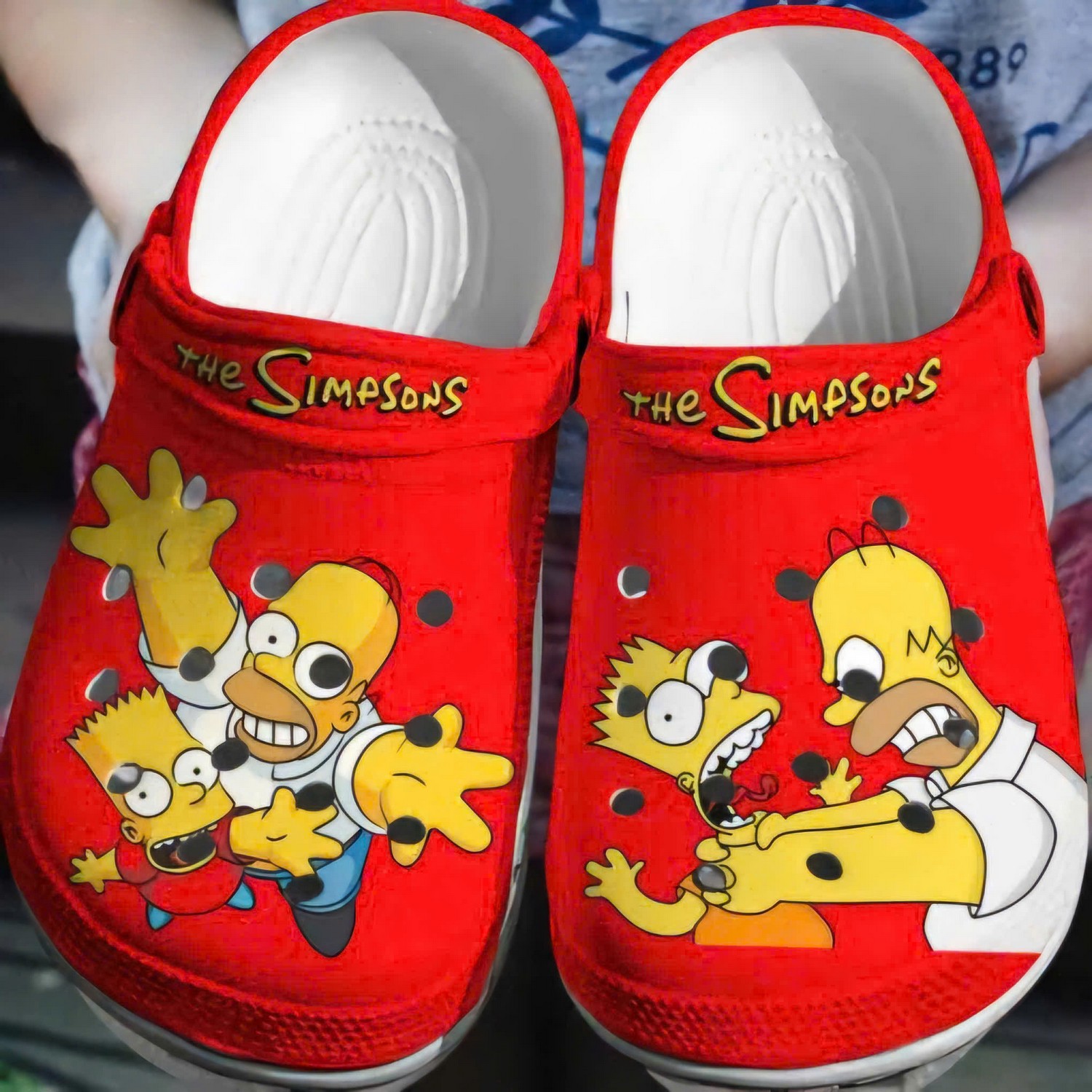 The Simpsons Father And Sun Happy And Angry Red Fast Crocs Clogs For Men Women and Kids