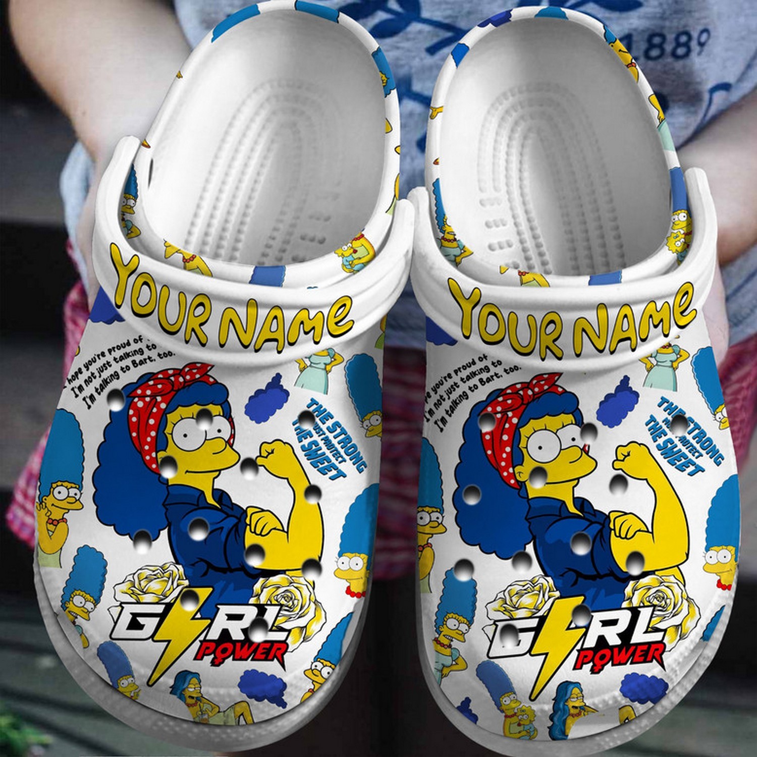 Custom Name Girl Power The Simpsons Series Characters Crocs Clogs For Men Women and Kids