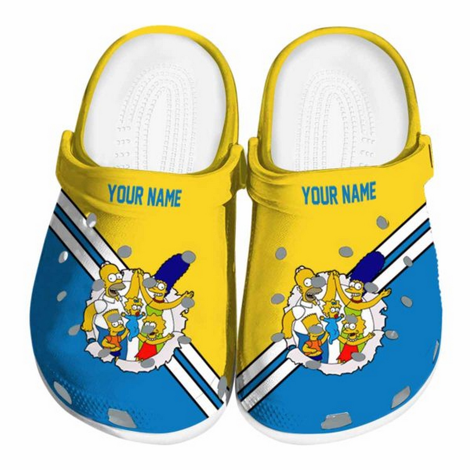 Custom Name Simpsons Striped Accents Crocs Clogs For Men Women and Kids