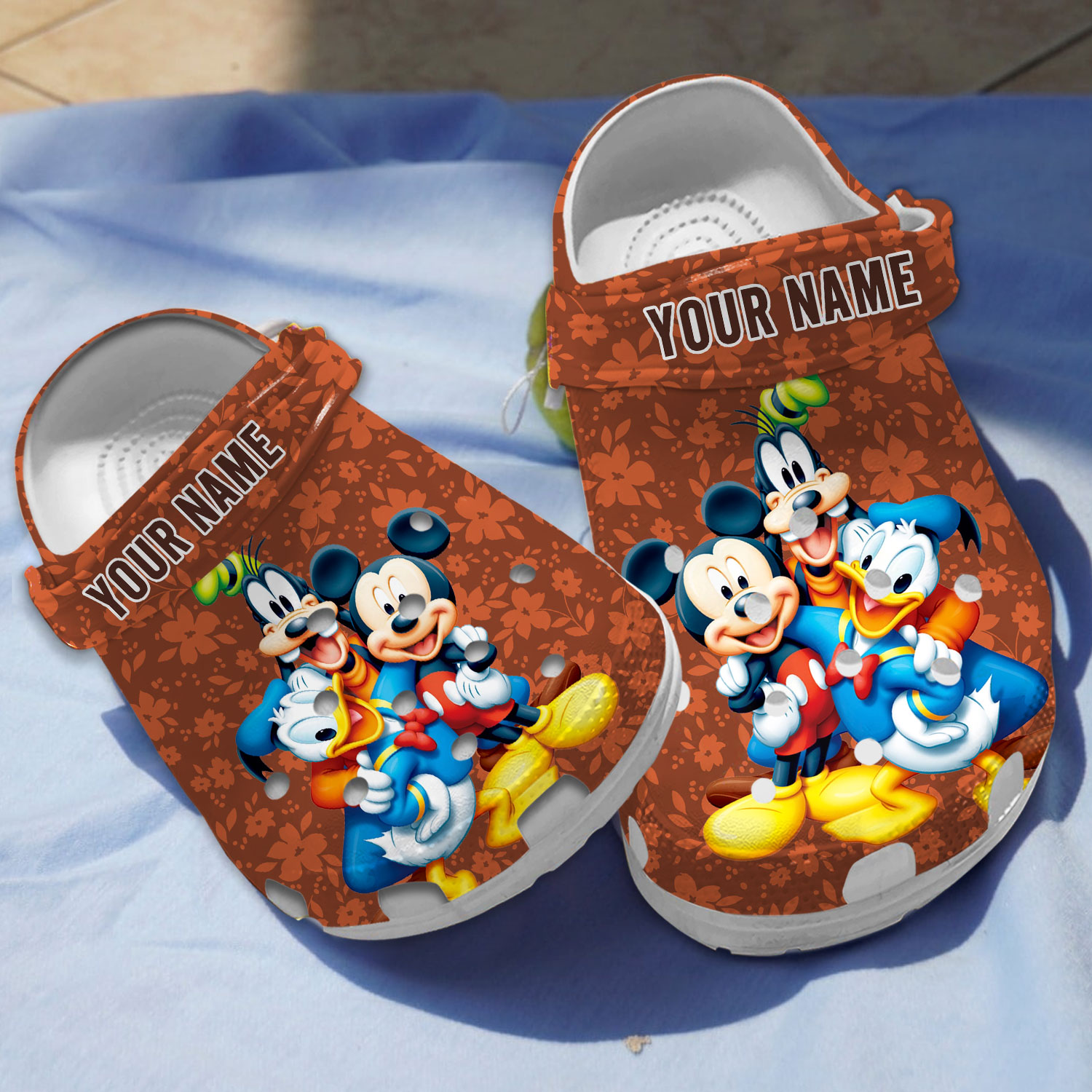 Personalized Breathable Beties Trio Mickey Donald And Goofy Cartoon Crocs Clogs For Men Women and Kids