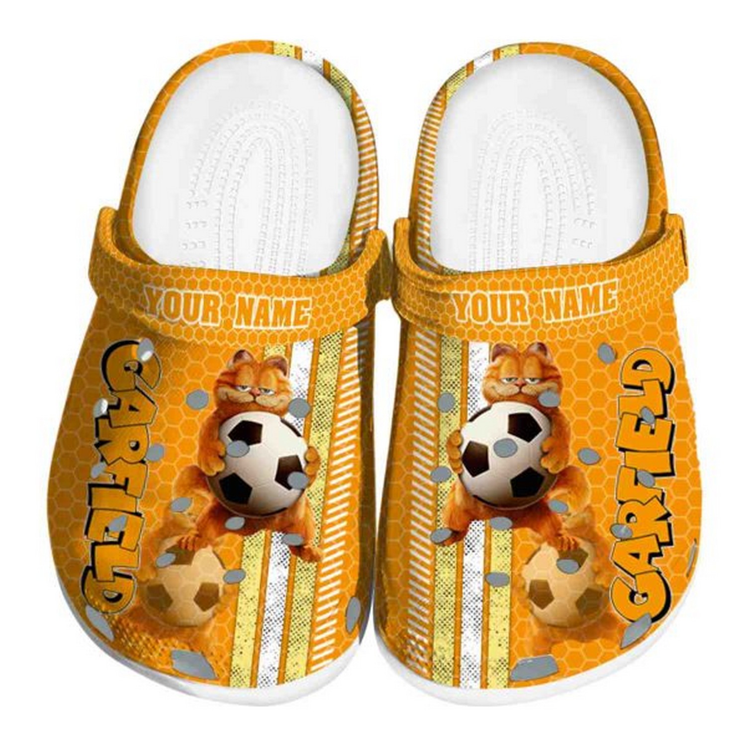 Custom Name Garfield Contrasting Stripes Fast, Custom Name Garfield Crocs Clogs For Men Women and Kids