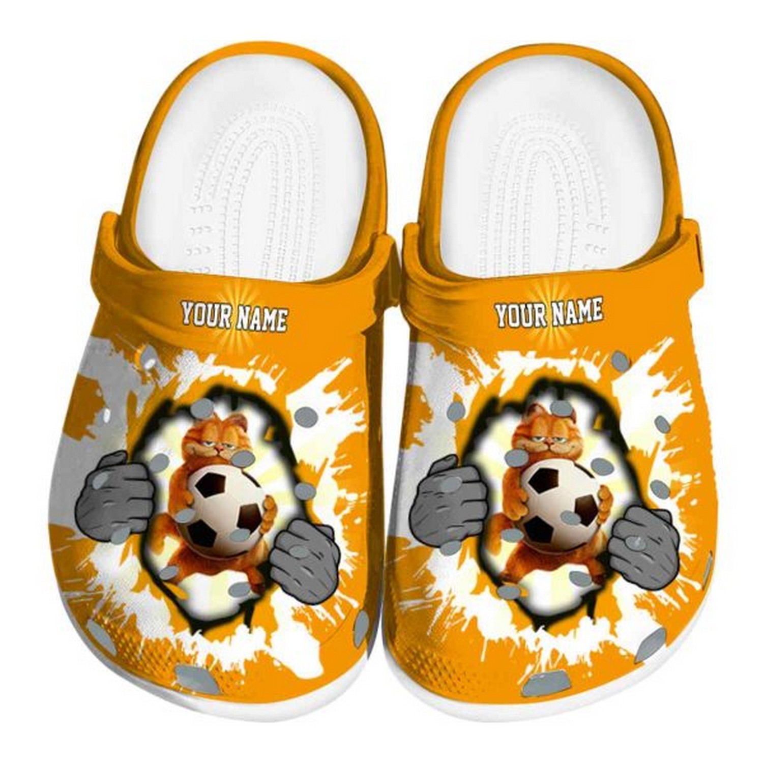 Custom Name Garfield Gripping Hand Crocs Clogs For Men Women and Kids