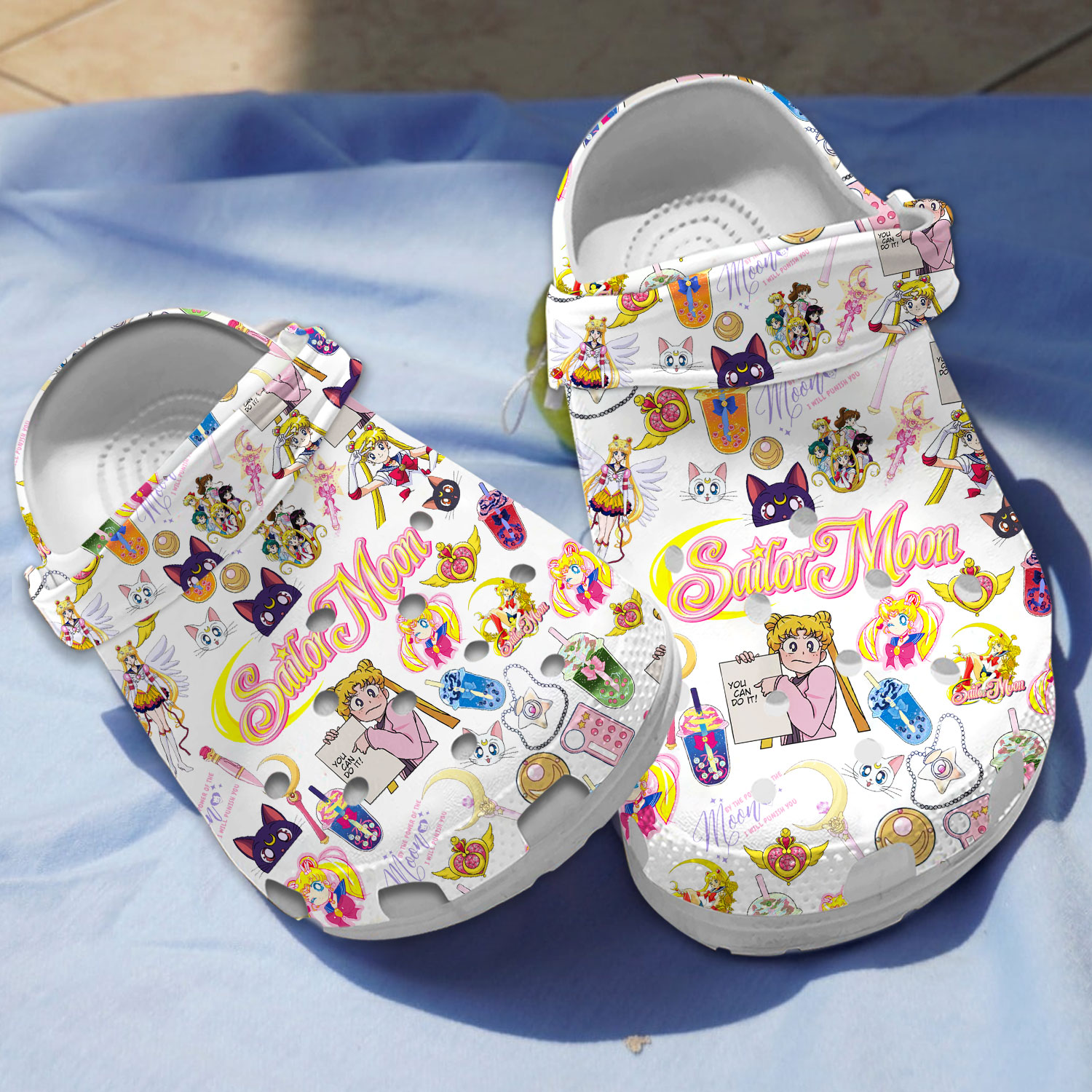 Adorable White Slippers Sailor Moon Anime, Adorable White Slippers Crocs Clogs For Men Women and Kids