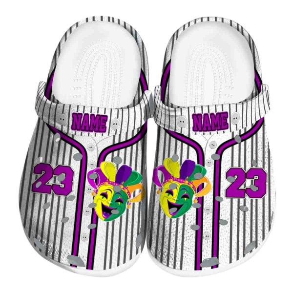 Personalize Cool Slippers Mardi Gras Pinstripe Pattern Crocs Clogs For Men Women and Kids